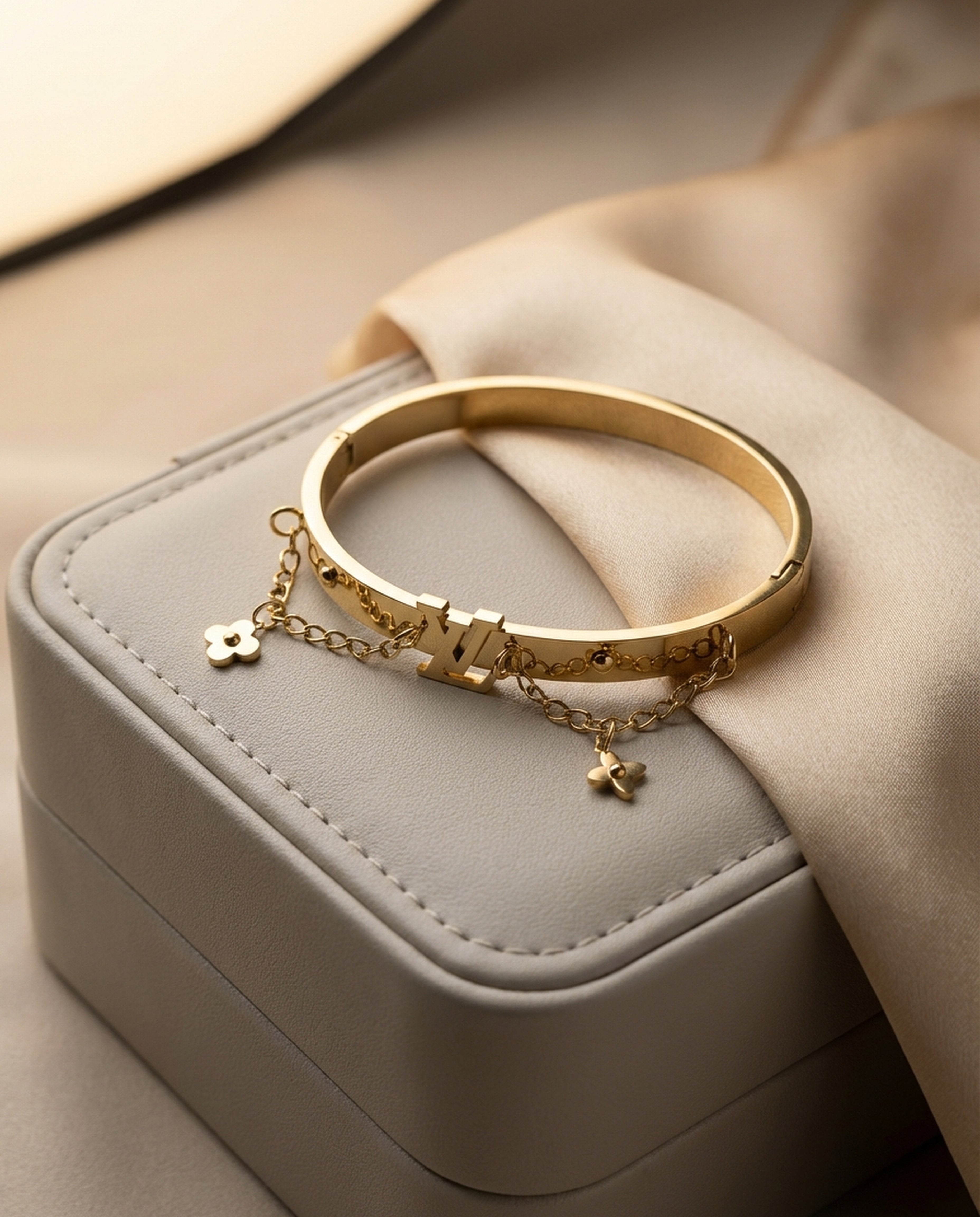 Signature Charm Lock Gold Bracelet Kada