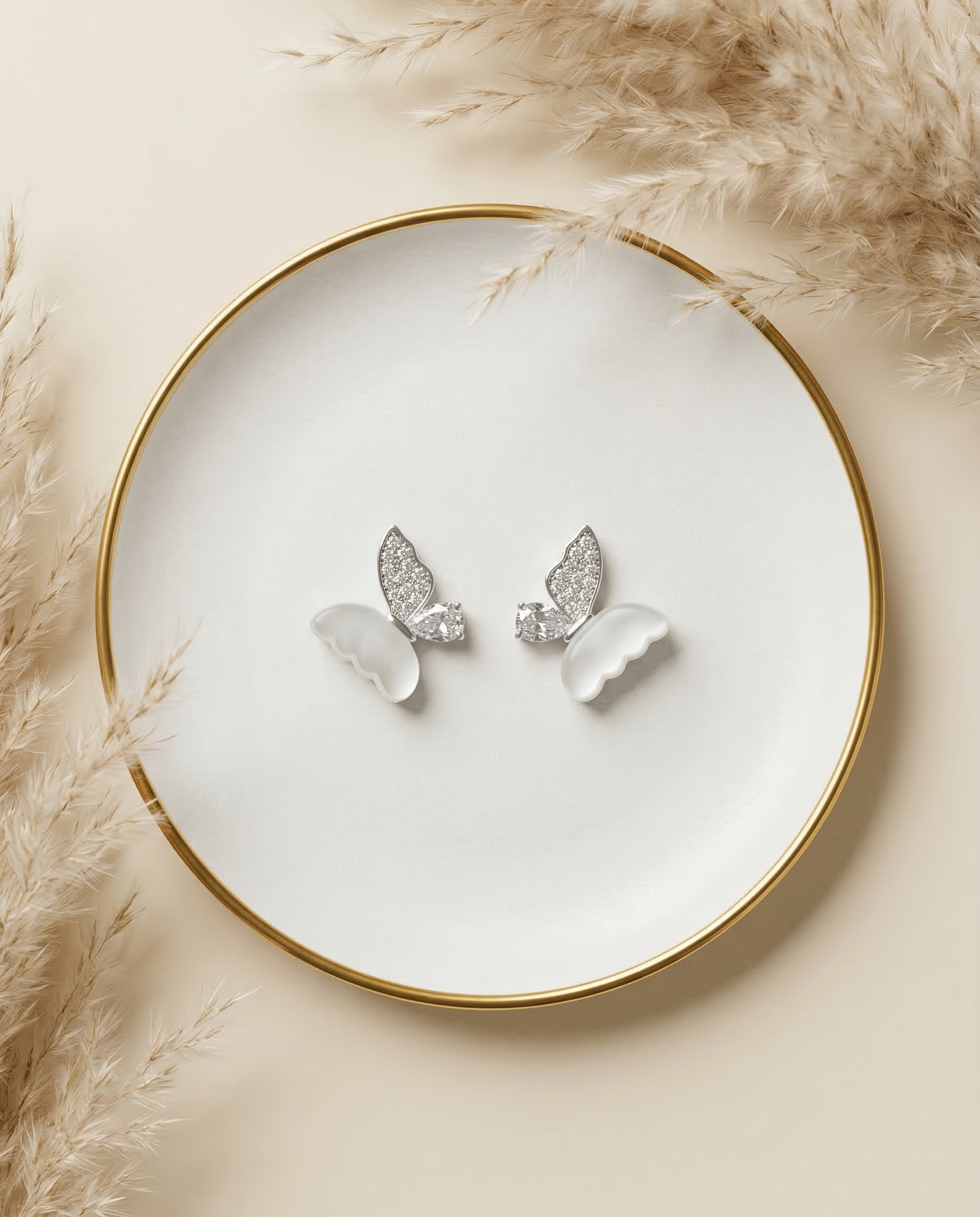 Butterfly Glow Dual-Tone Stud Earrings