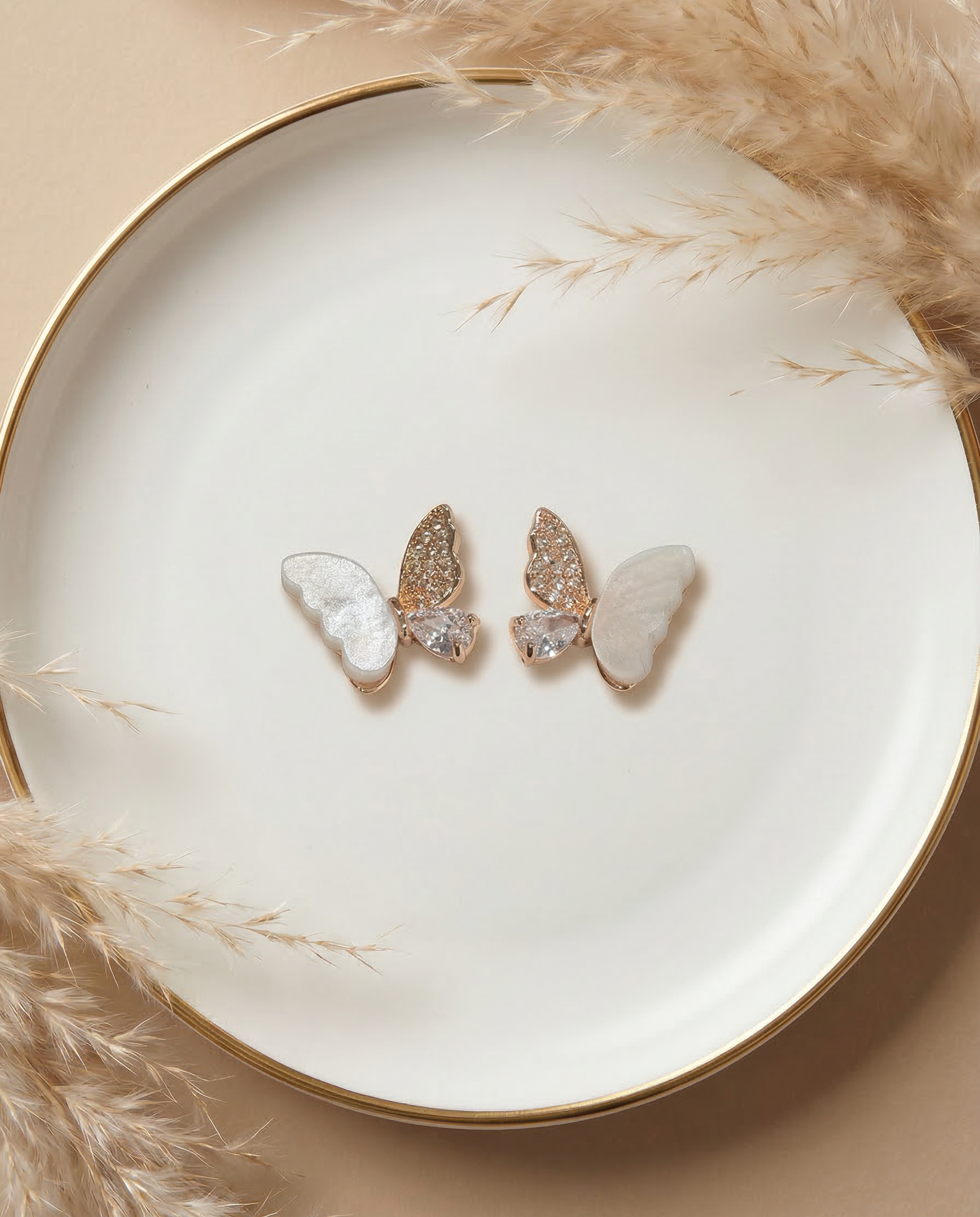 Butterfly Glow Dual-Tone Stud Earrings