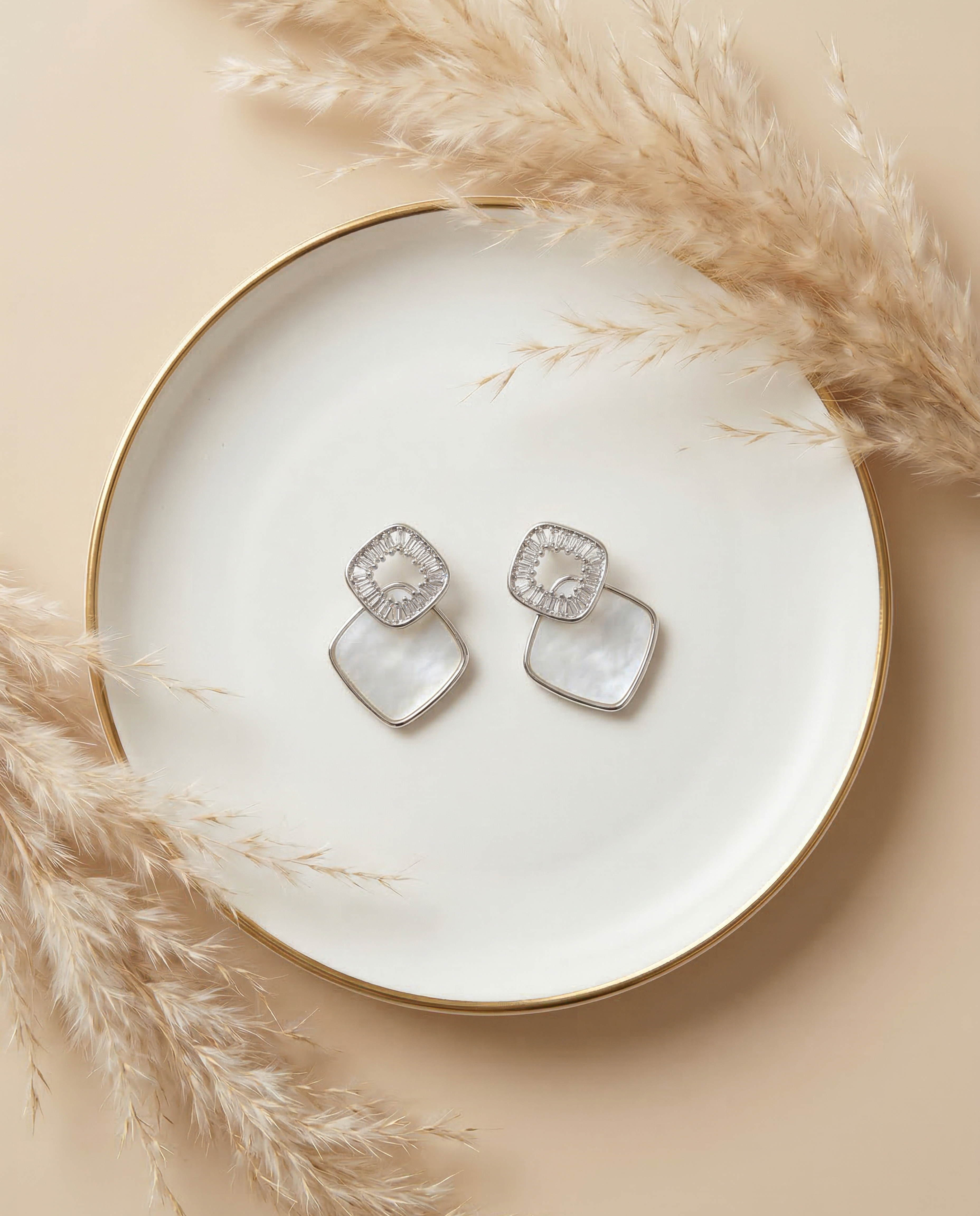 Blush Geometry Drop Earrings