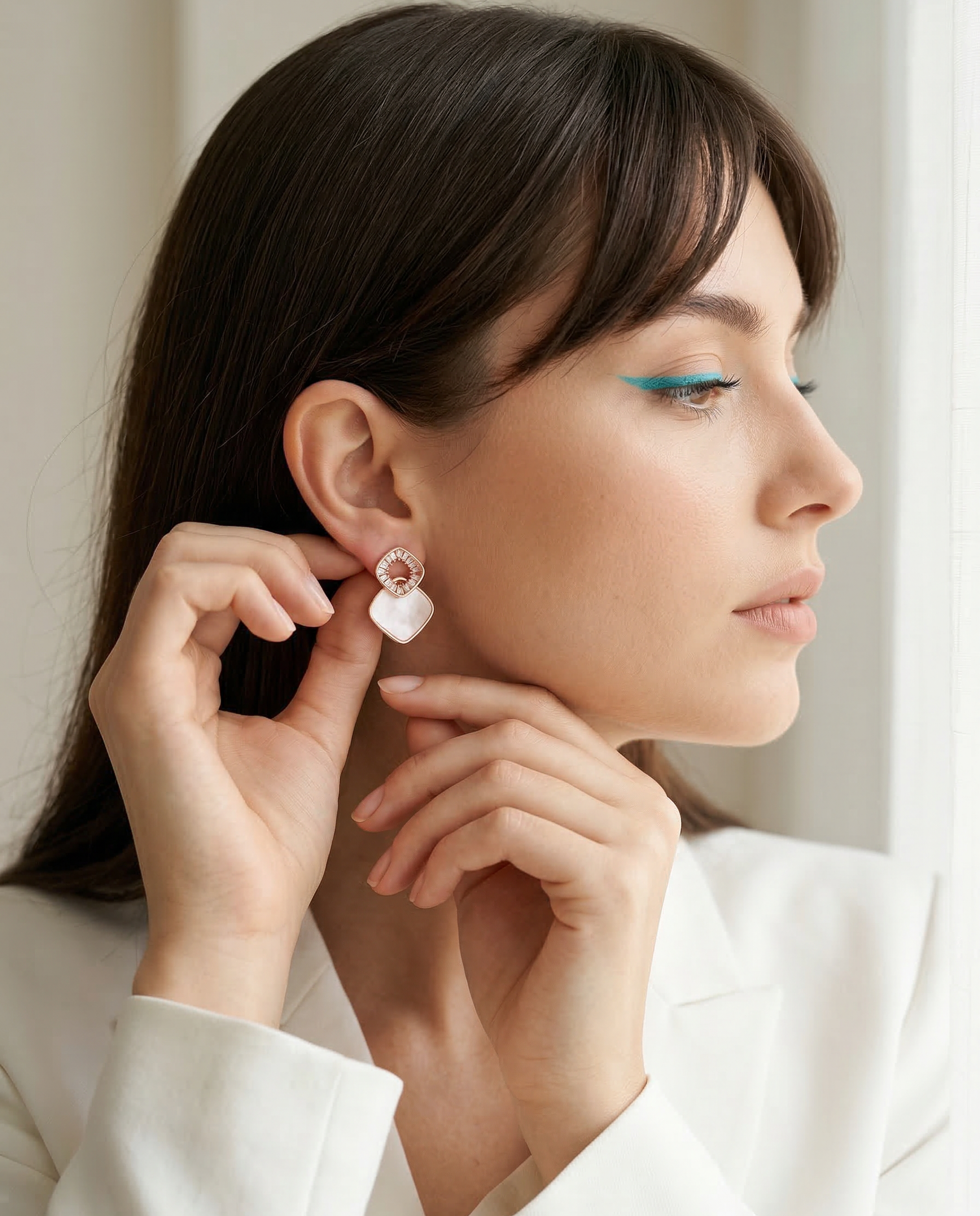 Blush Geometry Drop Earrings