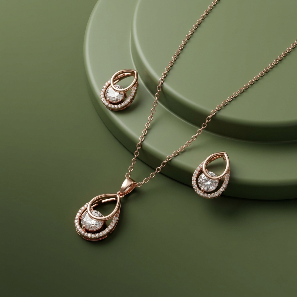 Aura Drop Diamond Pendant Set