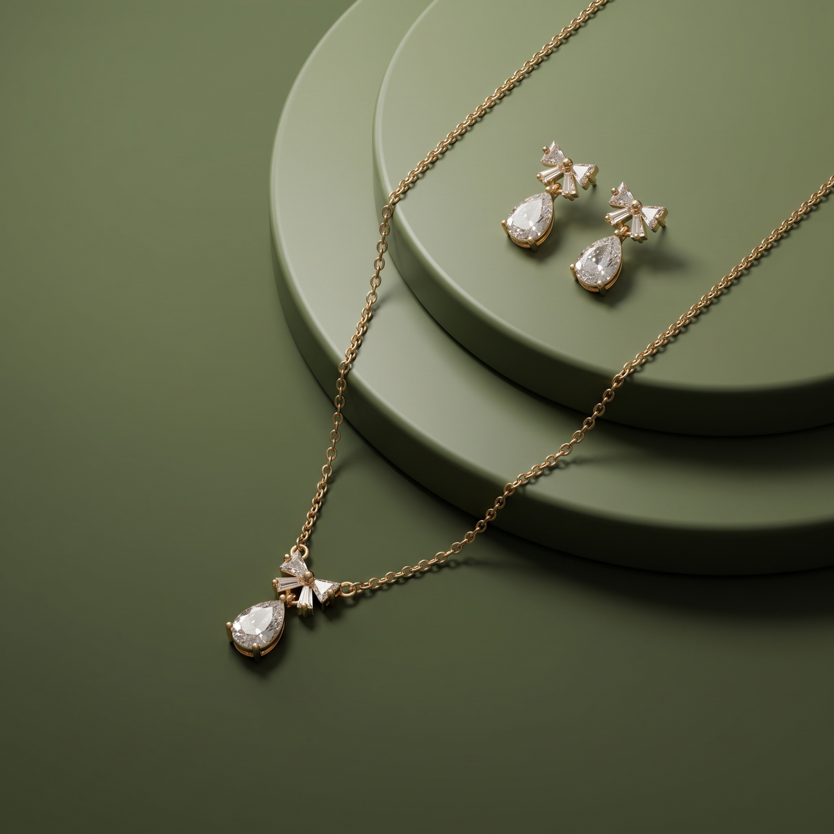 Aurelia Teardrop Bow Pendant Set