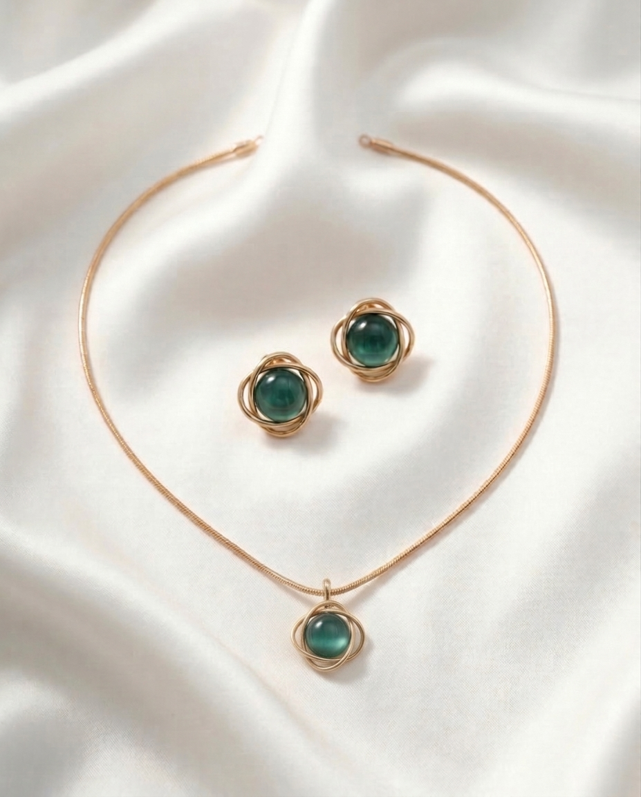 Celestia Green Orb Pendant Set