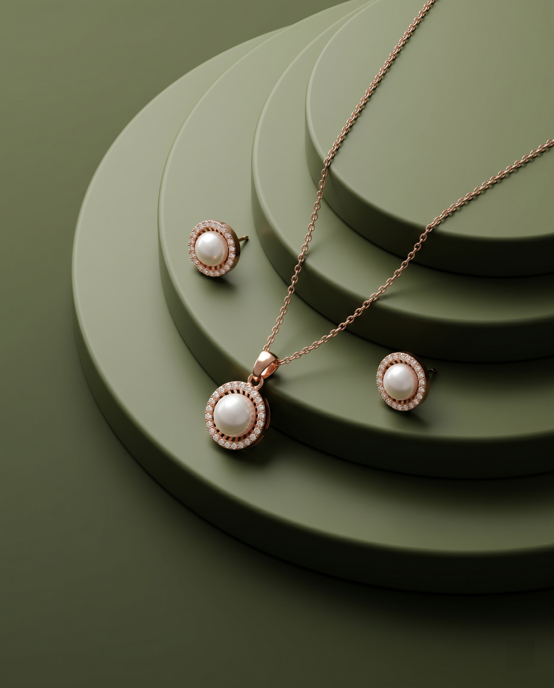 Celeste Pearl Halo Necklace Set