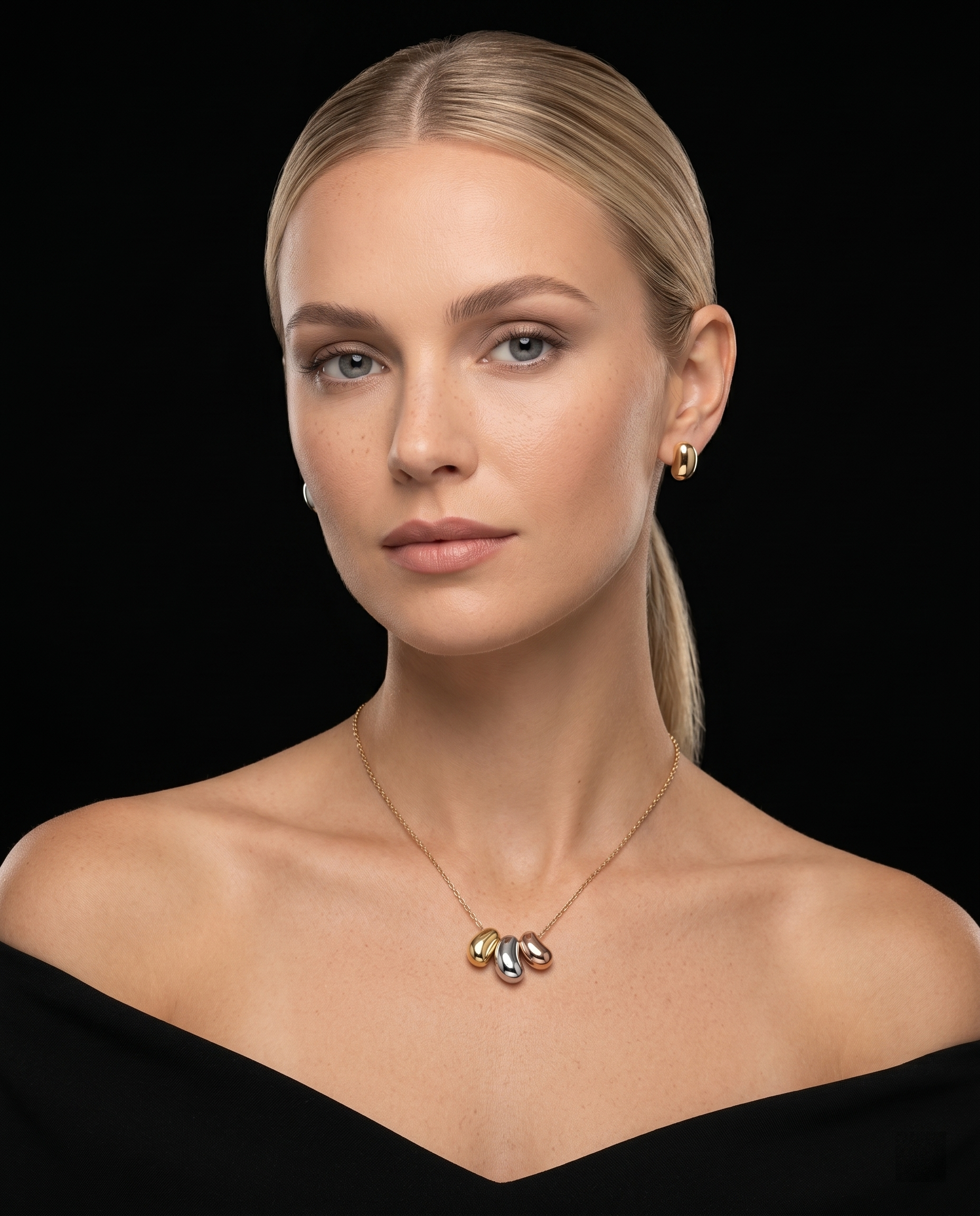 Trio Drop Dual-Tone Pendant Set