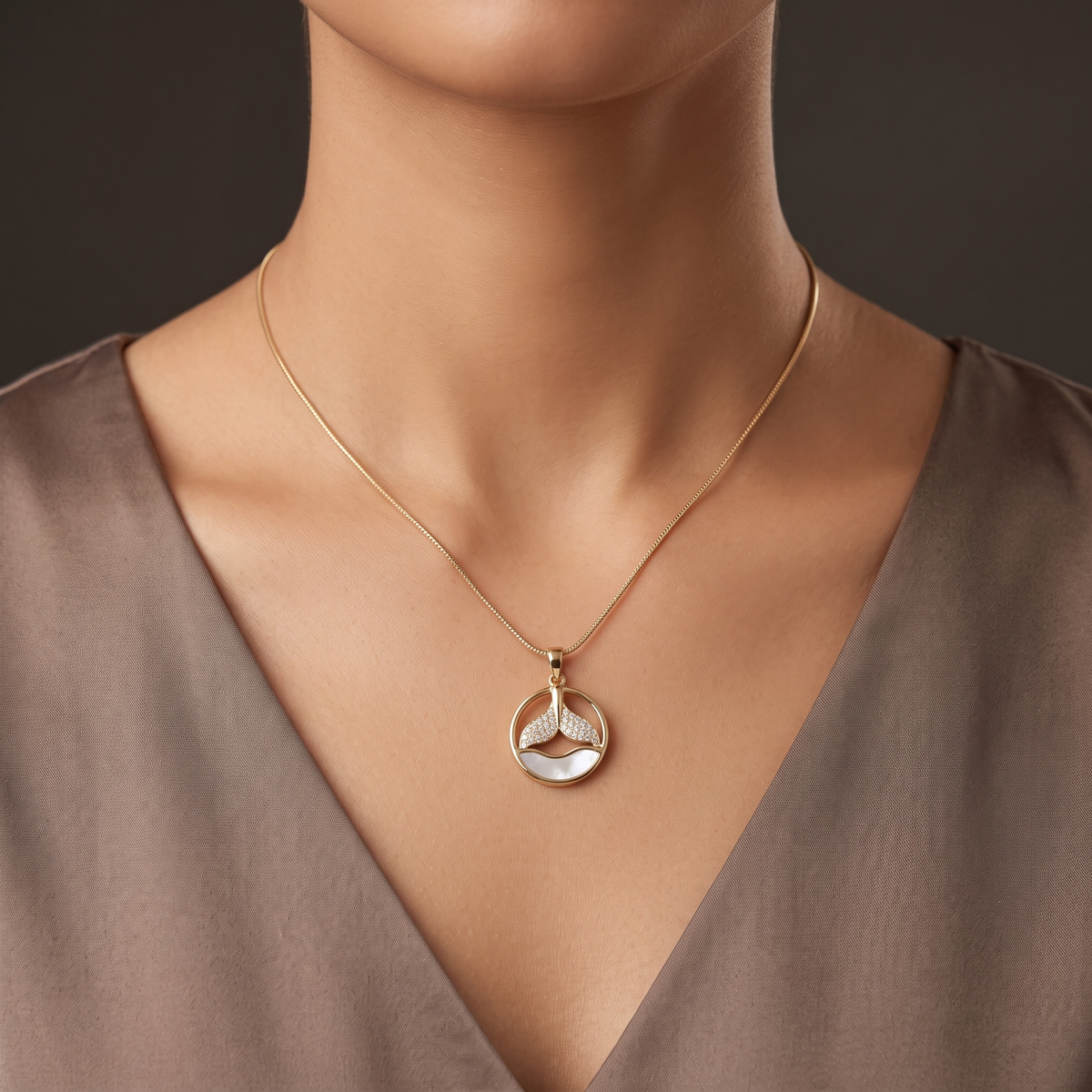 Pearl Wave Gold-Tone Pendant Necklace