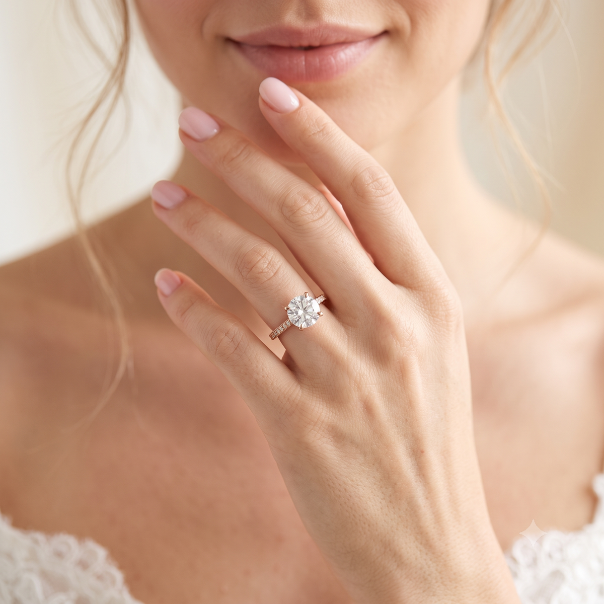 Rosé Solitaire Pavé Ring