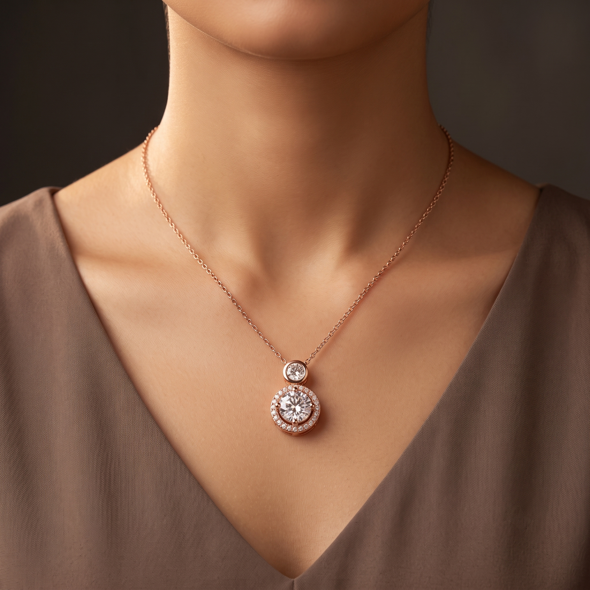 Rosé Halo Radiance Pendant Necklace