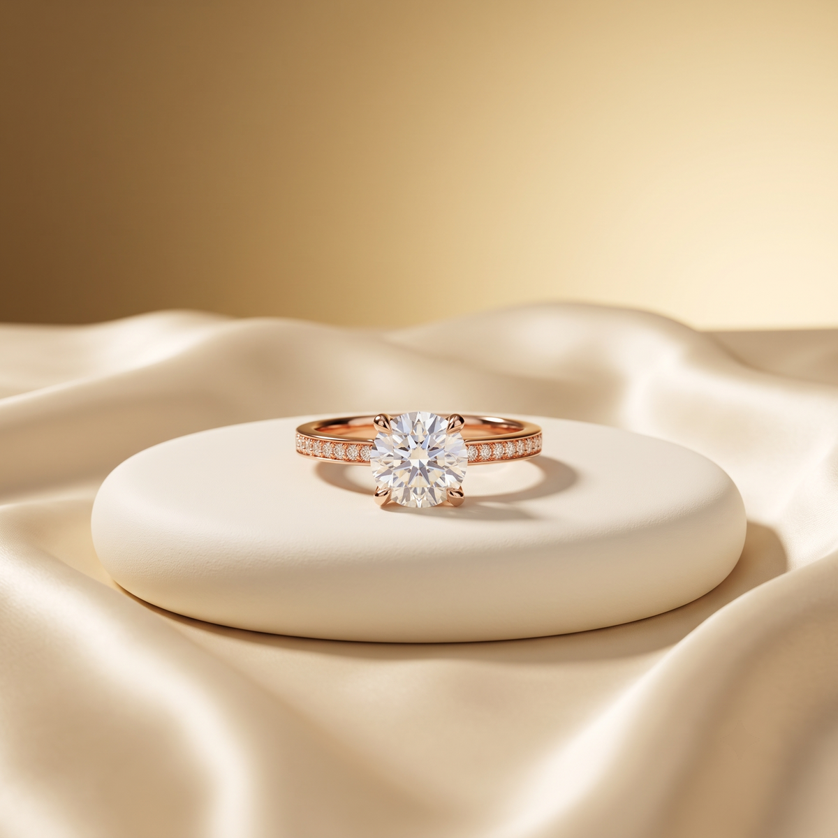 Rosé Solitaire Pavé Ring