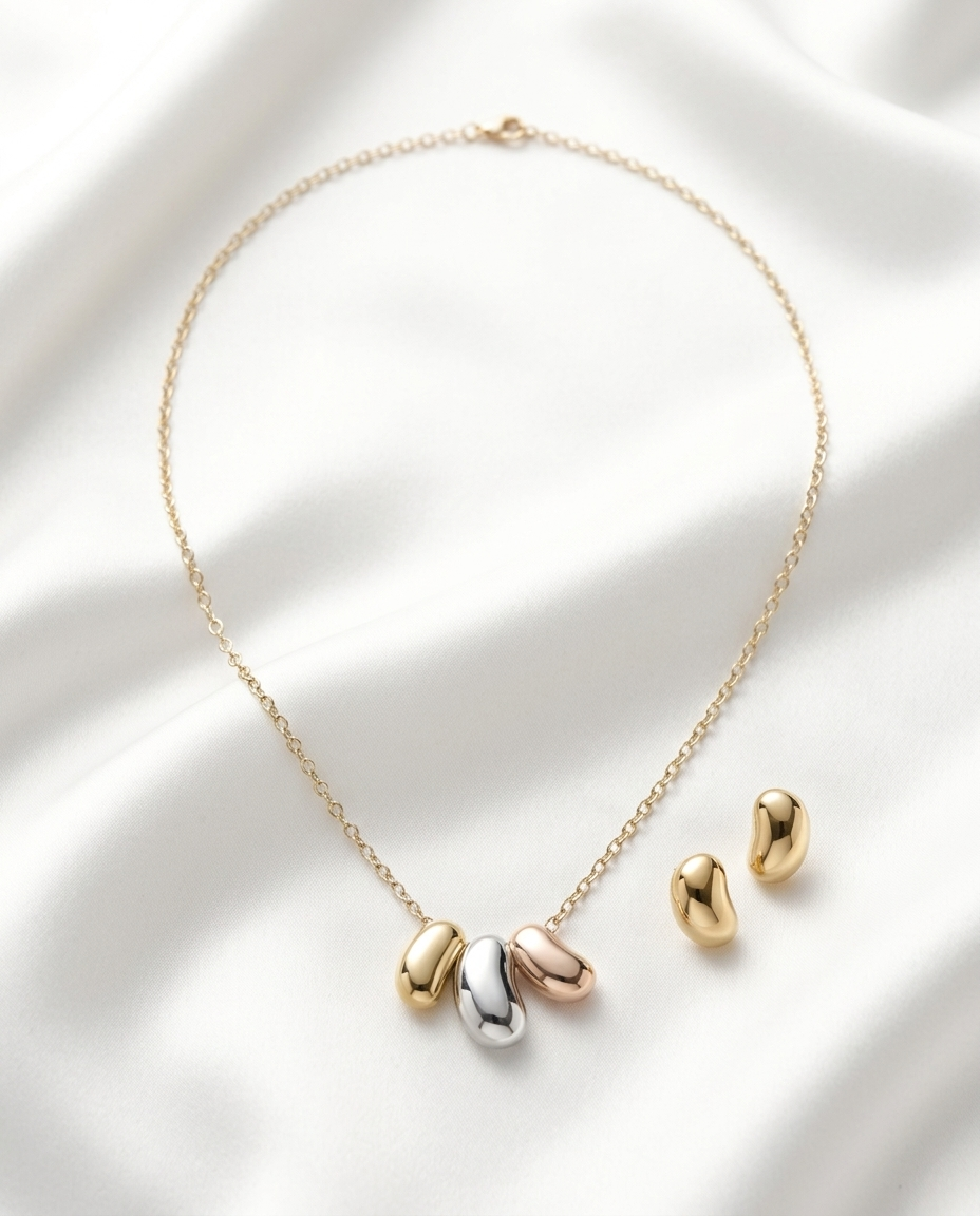 Trio Drop Dual-Tone Pendant Set