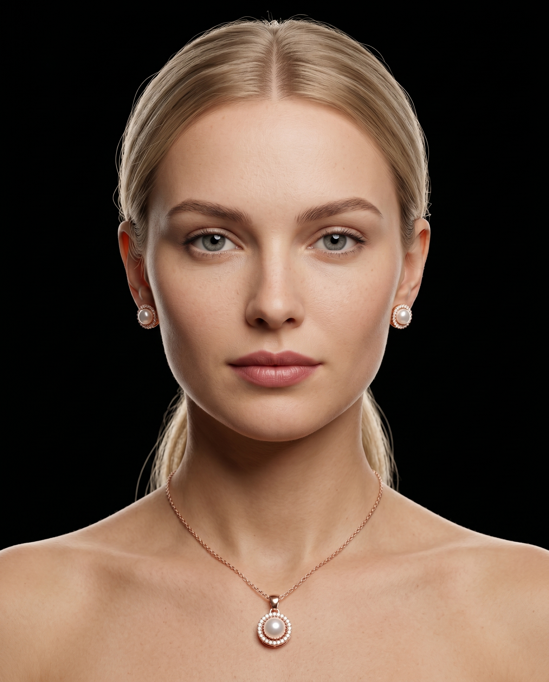 Celeste Pearl Halo Necklace Set