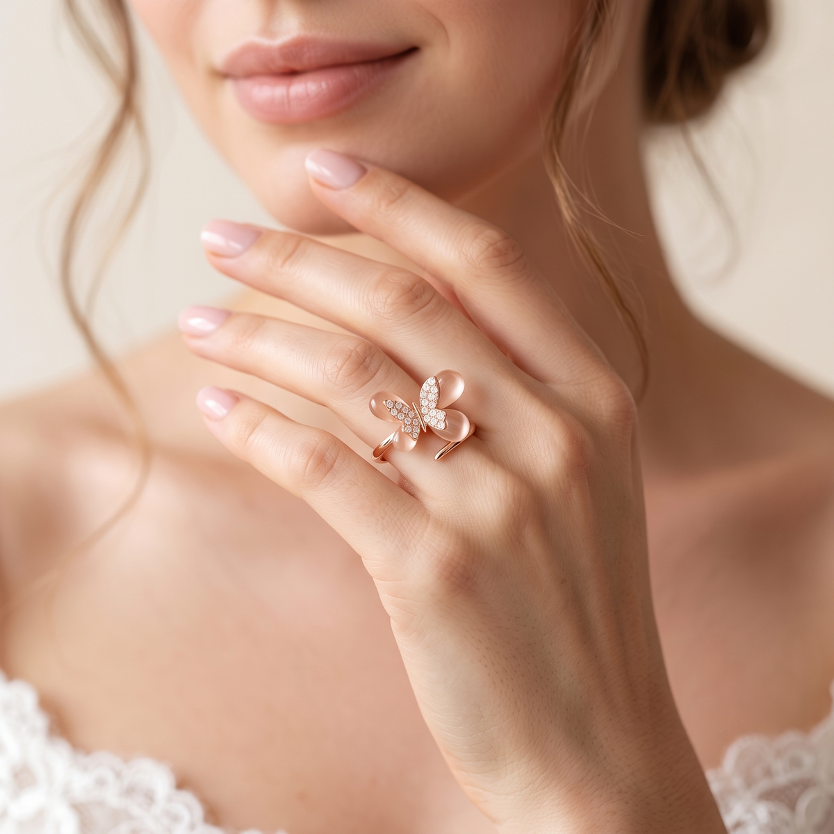 Arica Butterfly Blush Rose Gold Ring
