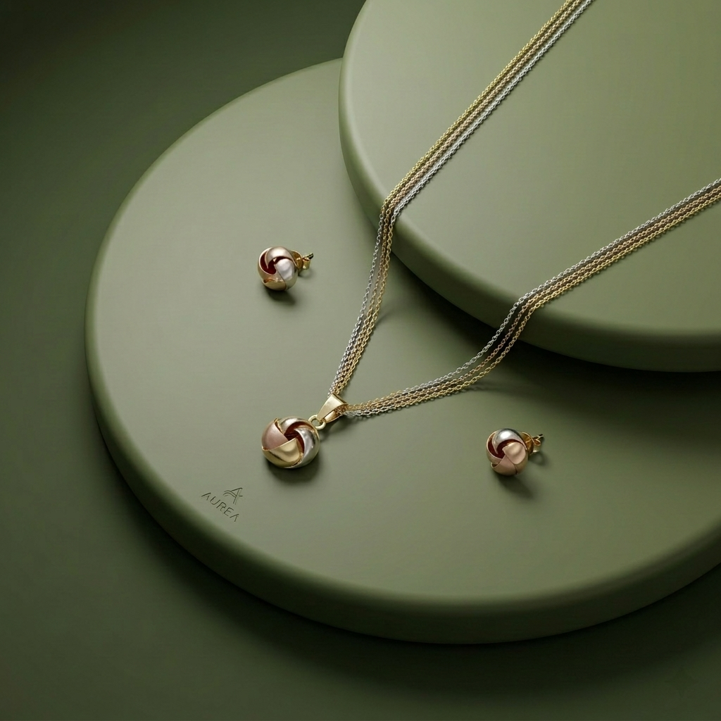 Trinity Knot Dual-Tone Pendant Set