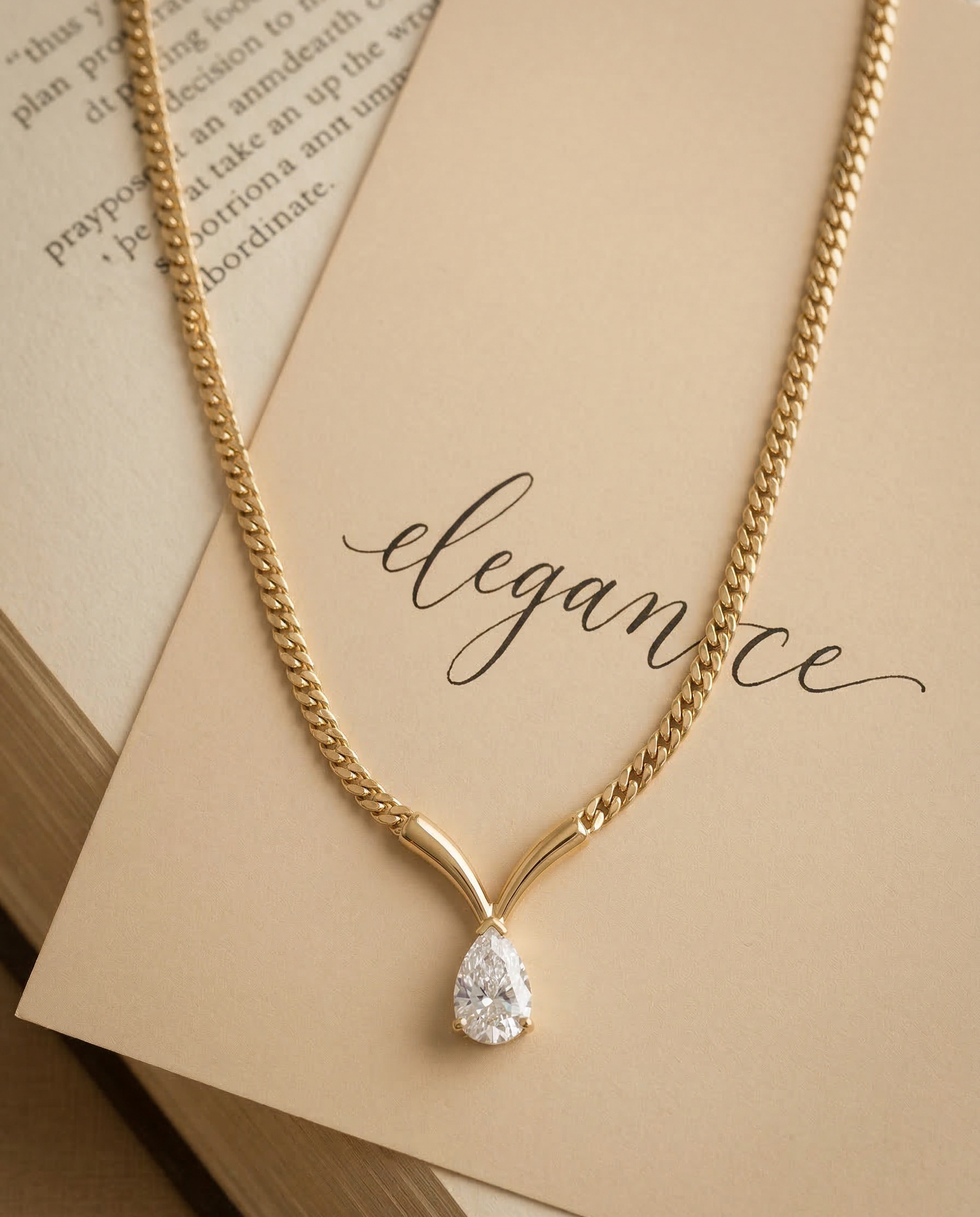 Pear Drop Diamond Pendant Chain