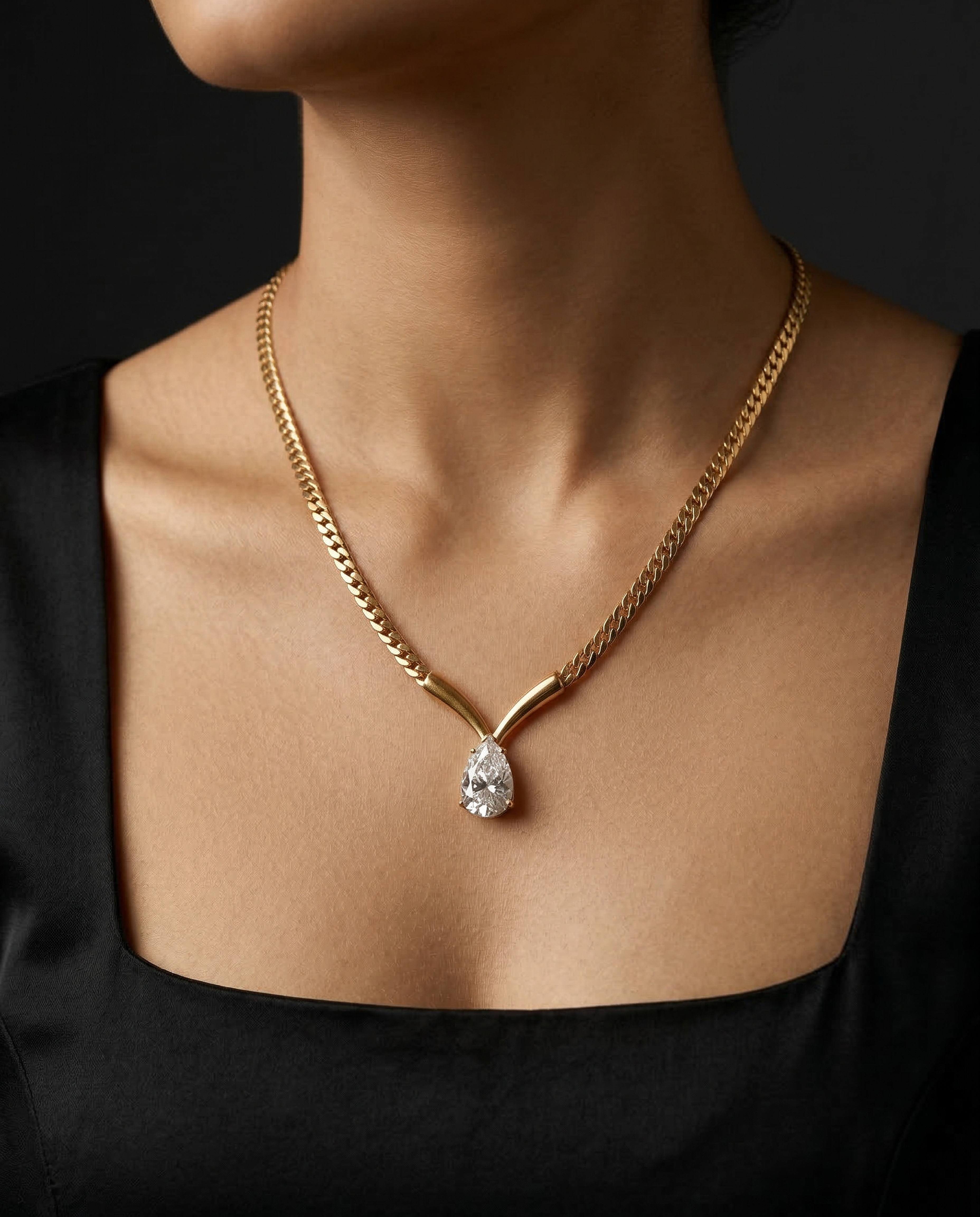 Pear Drop Diamond Pendant Chain