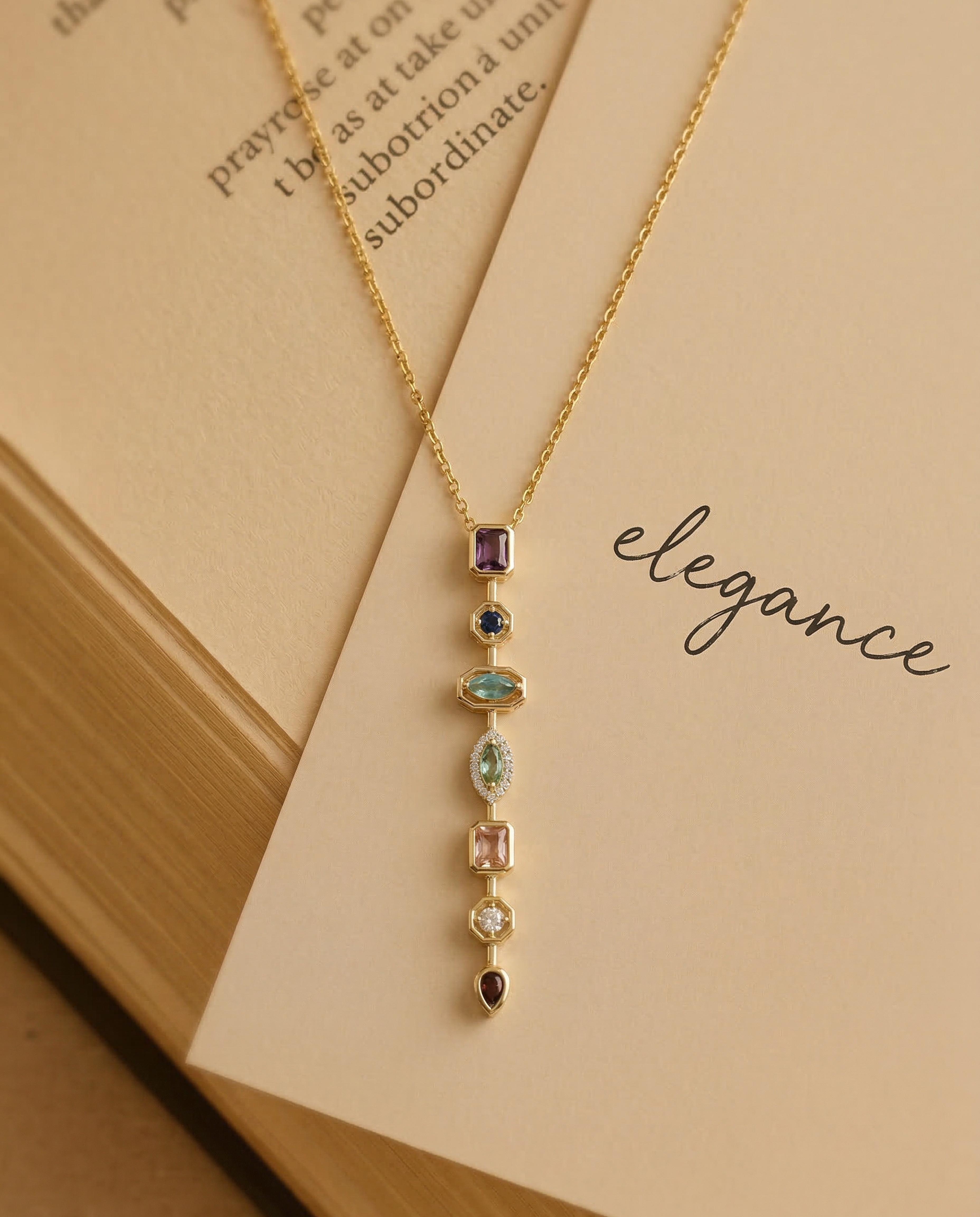 Prismara Multi-Stone Linear Pendant