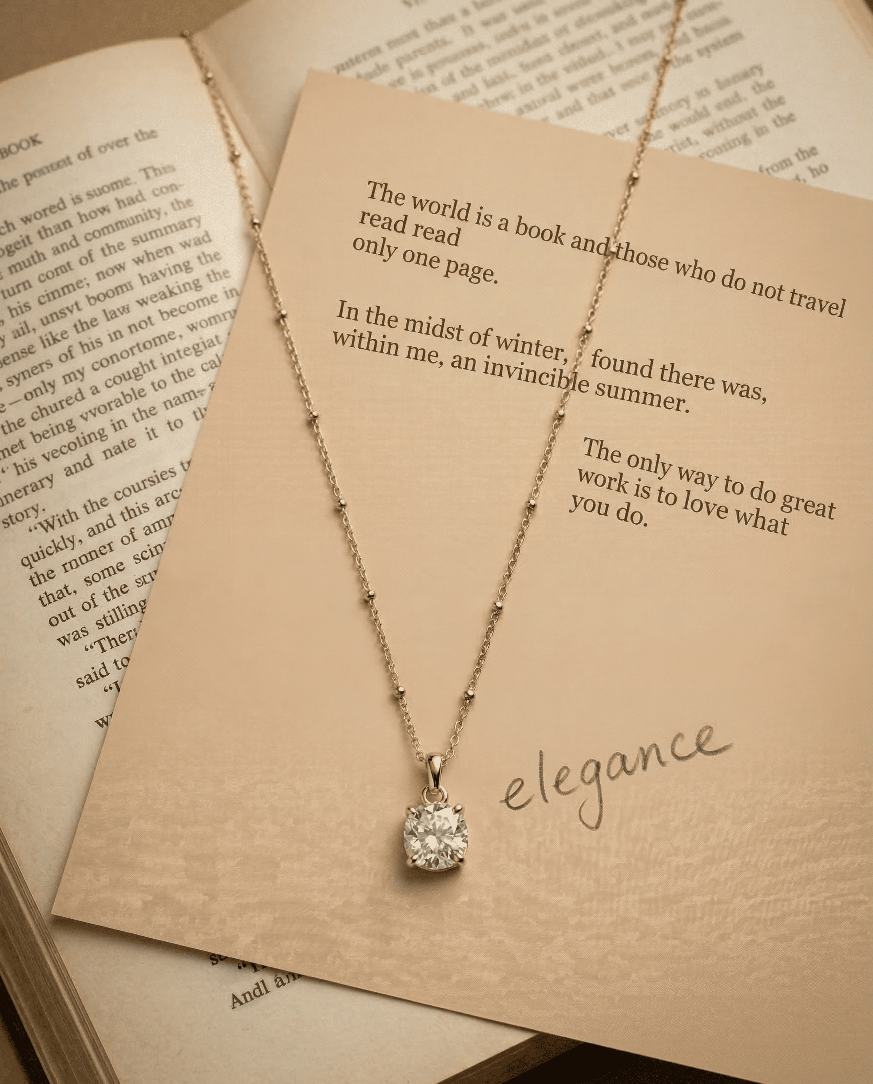 Celeste Solitaire Drop Pendant Necklace