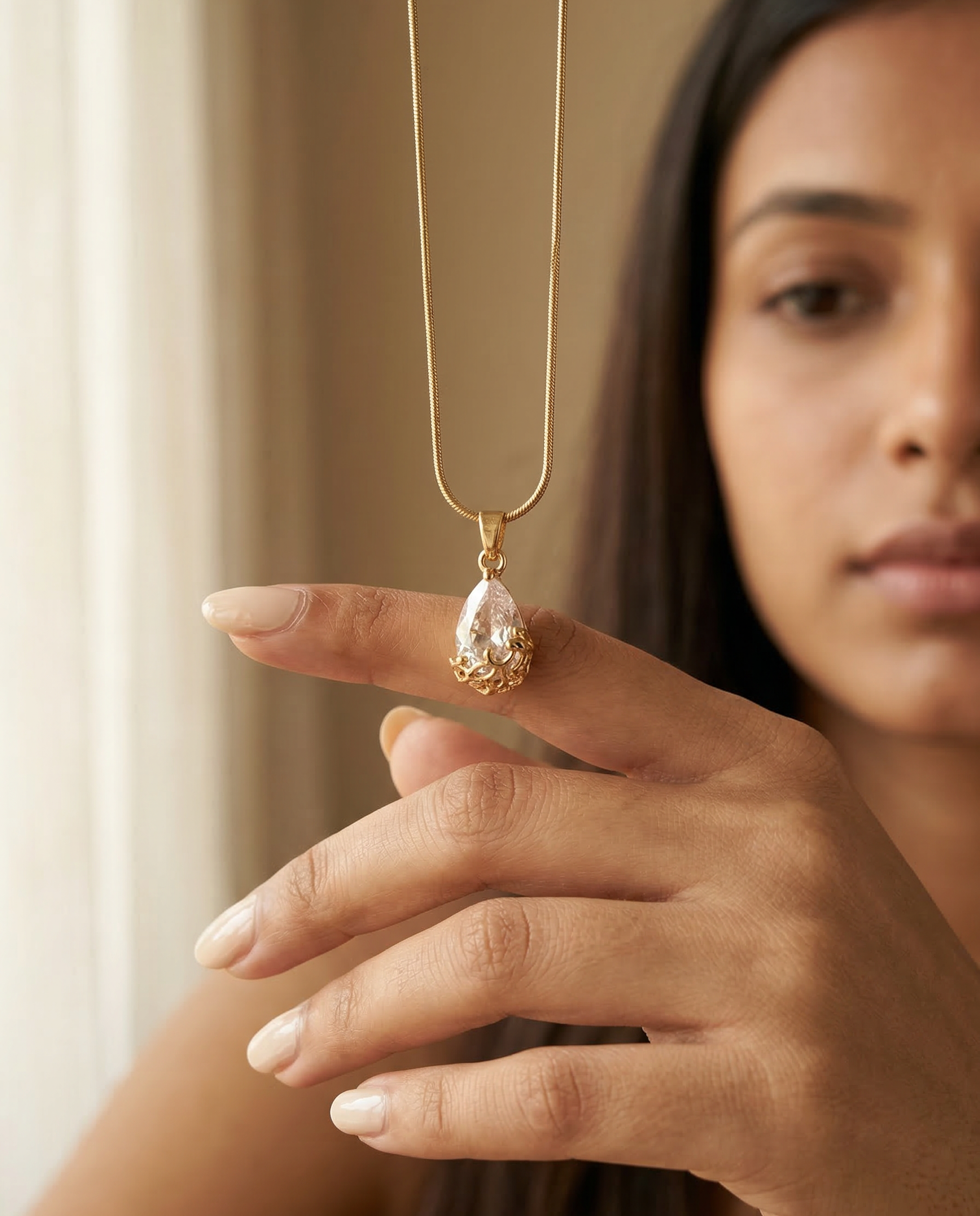 Aurelle Teardrop Solitaire Pendant