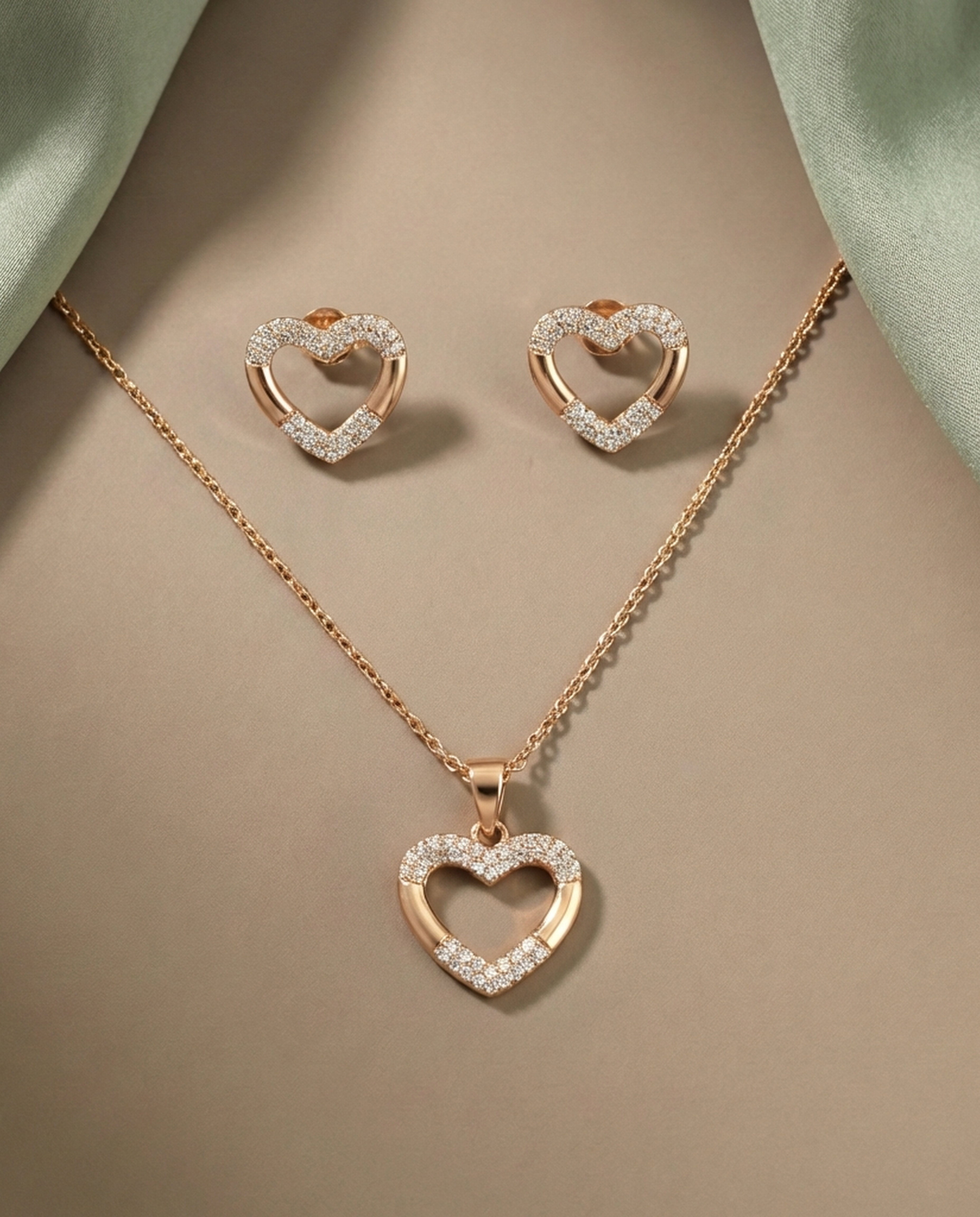 Radiant Heart Pendant Set