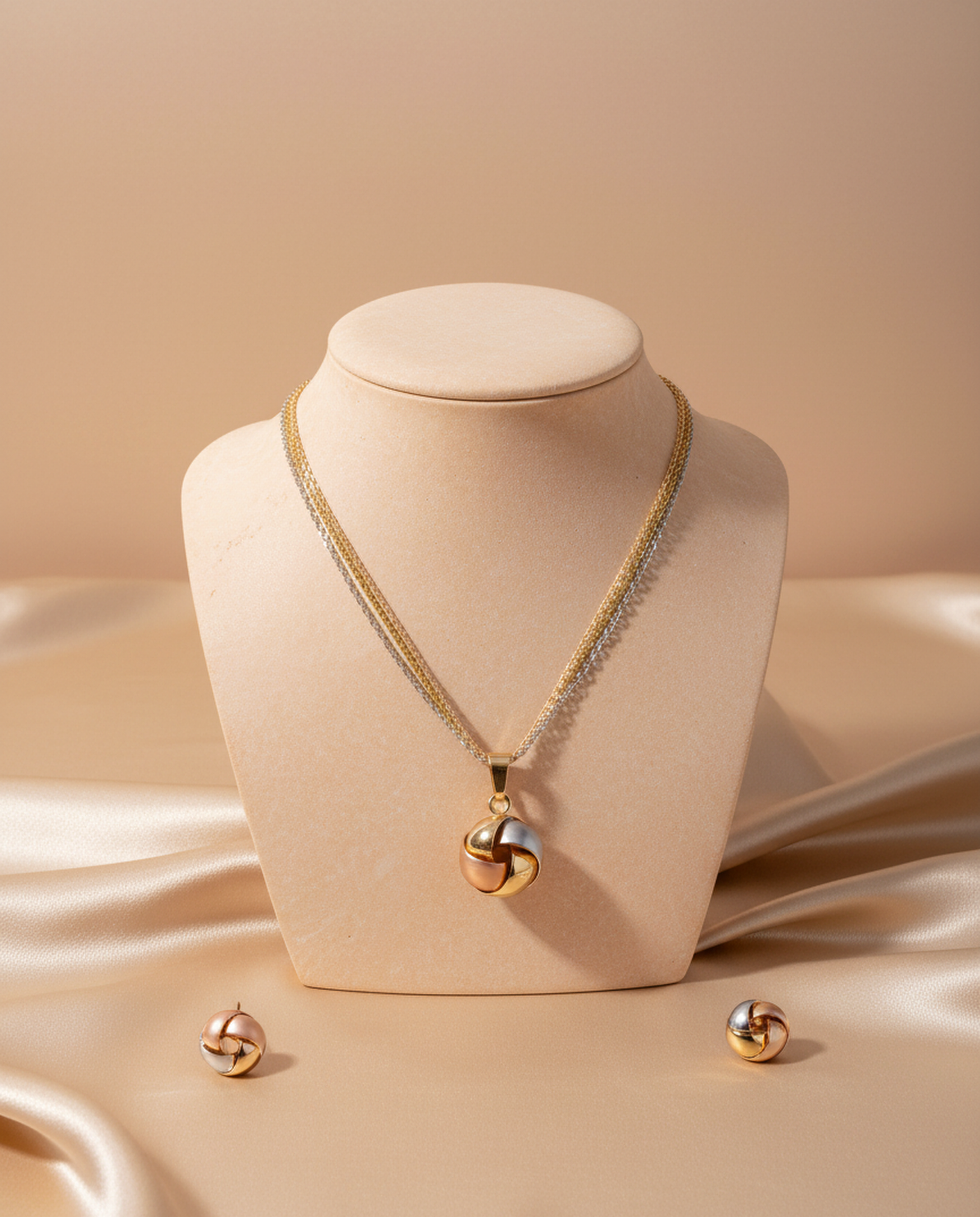 Trinity Knot Dual-Tone Pendant Set