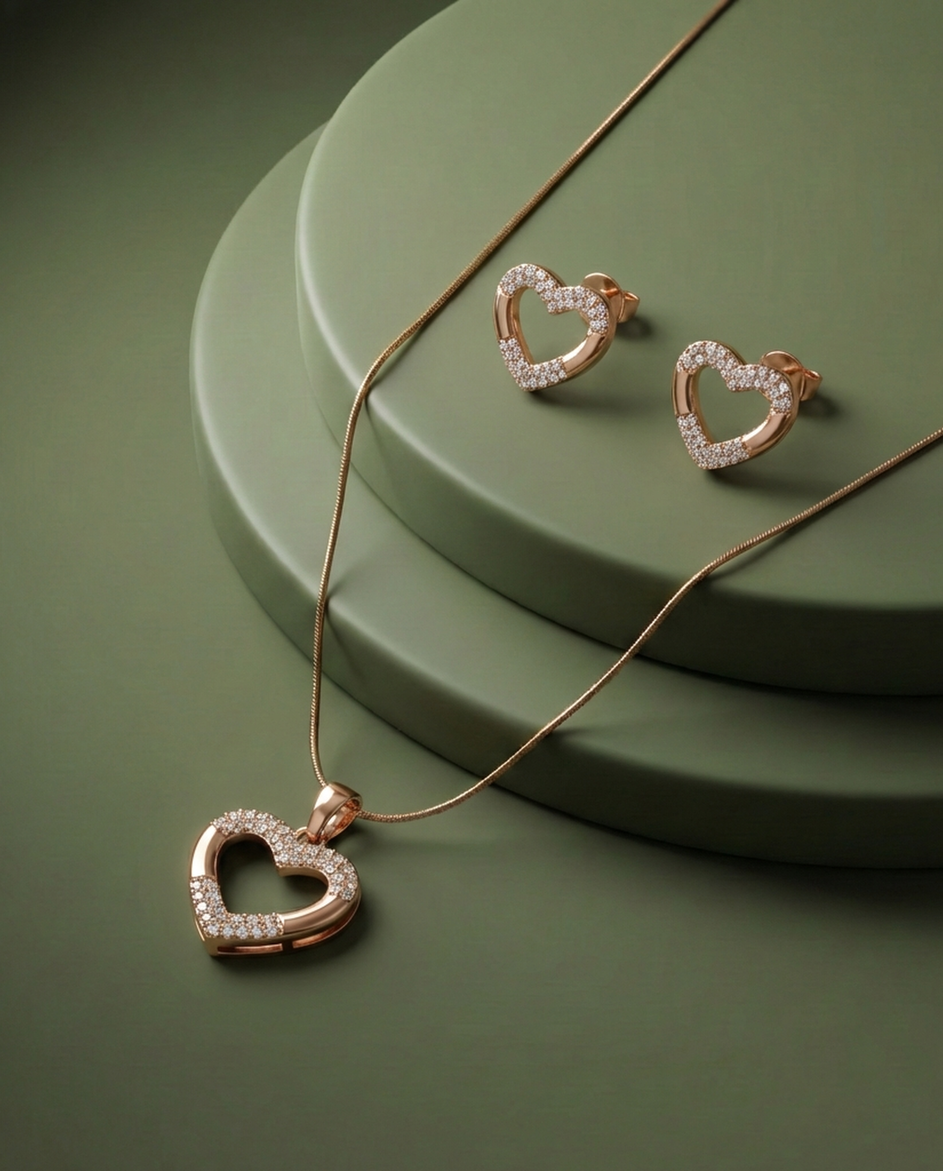 Radiant Heart Pendant Set