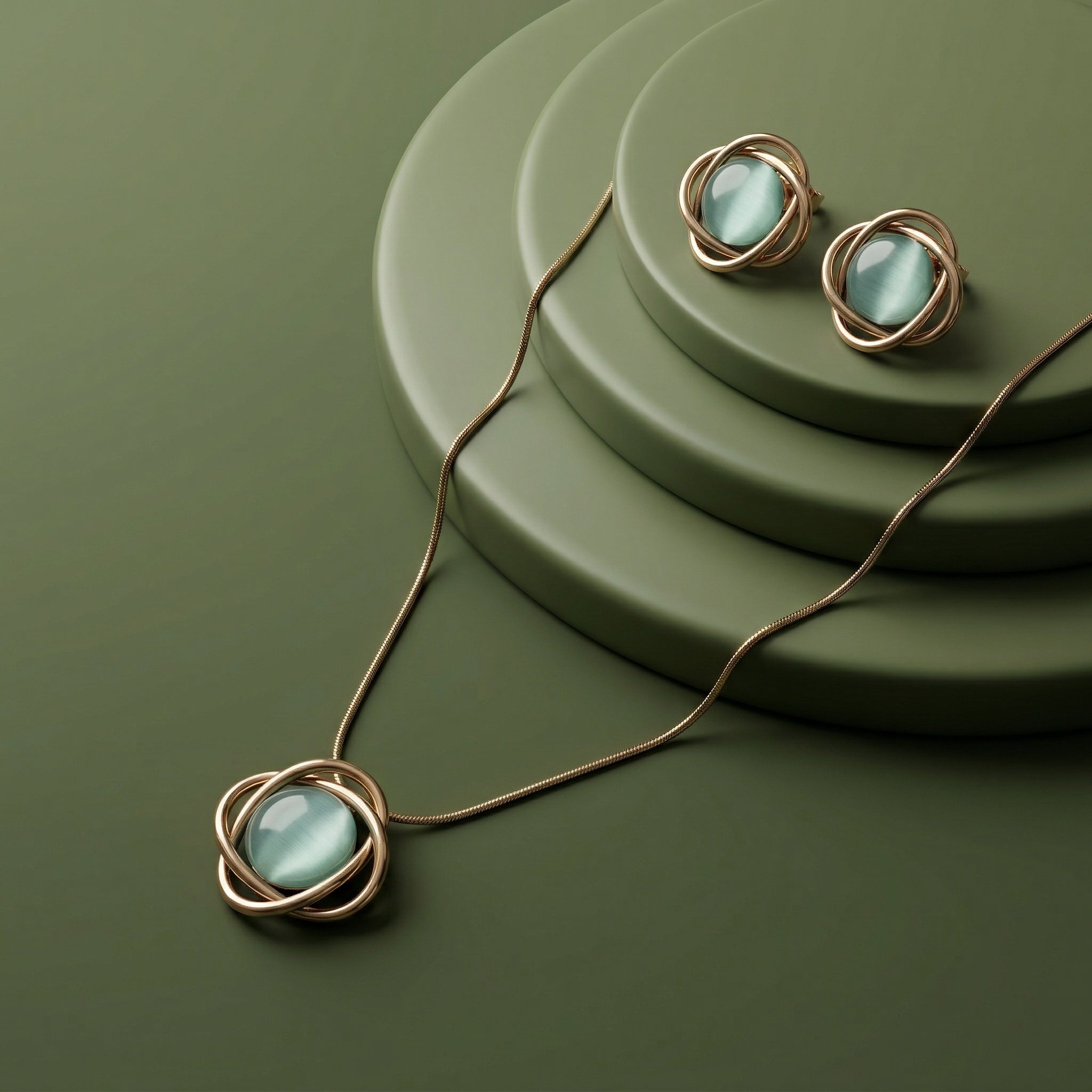 Celestia Green Orb Pendant Set