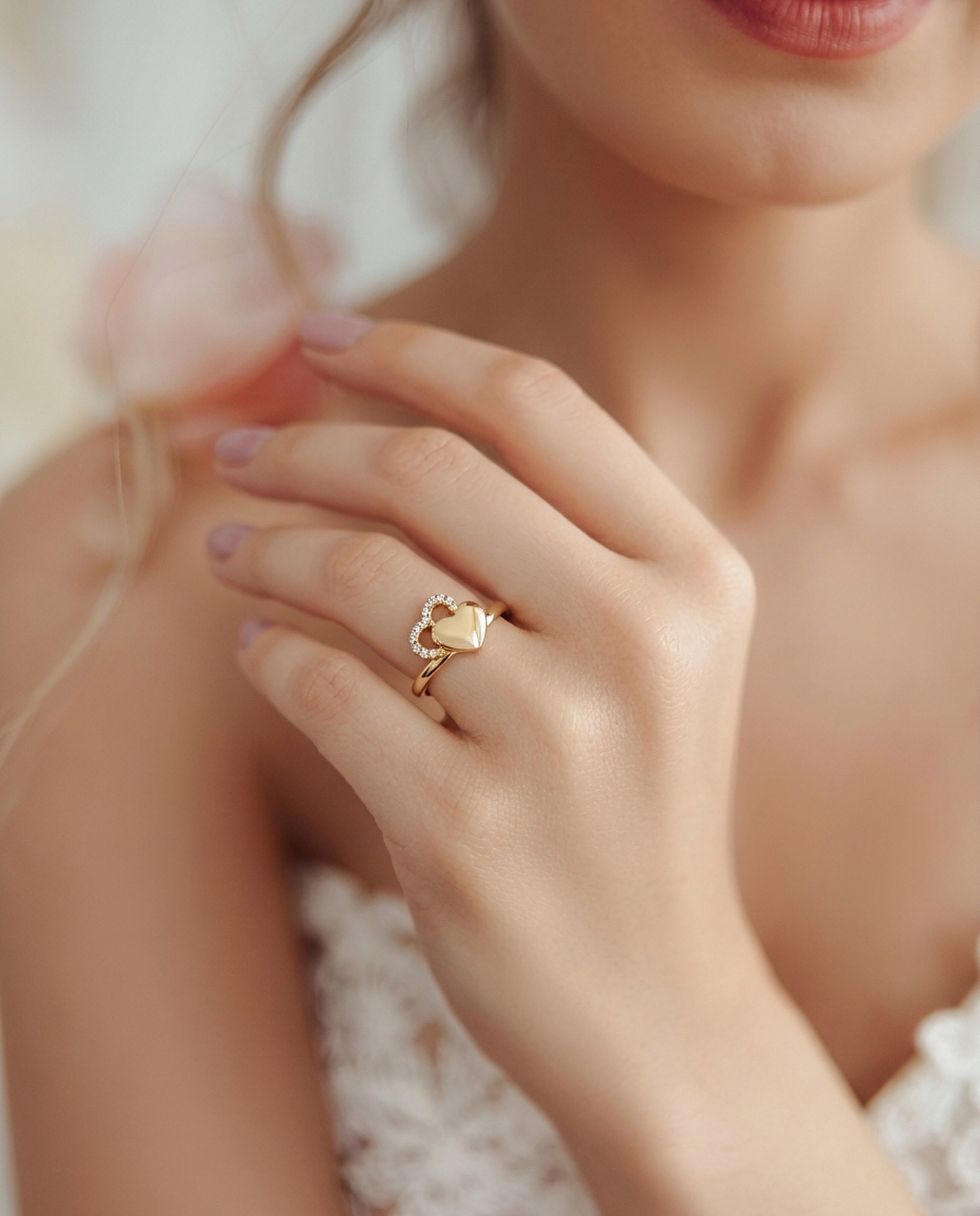 Golden Heart Embrace Ring