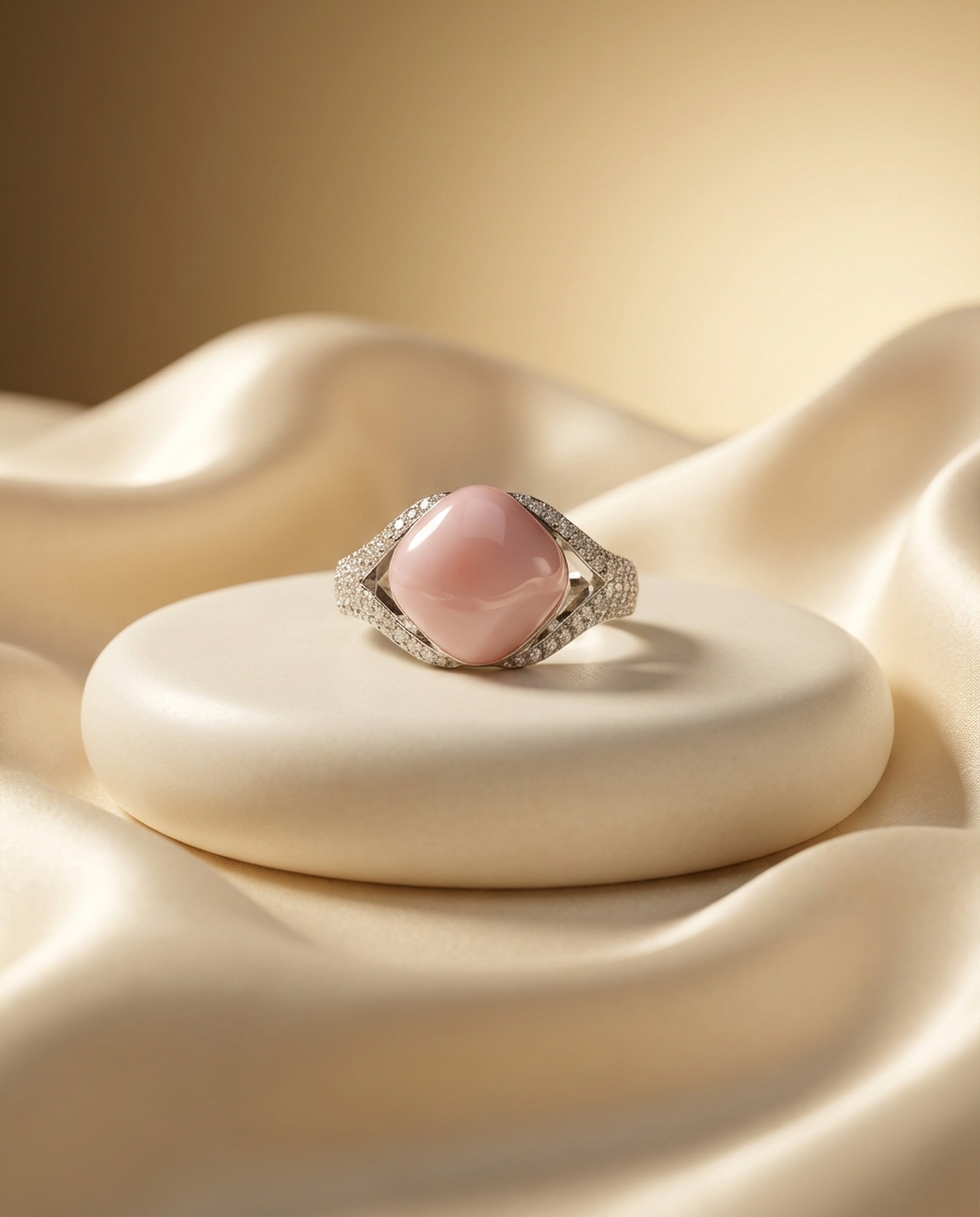 Blush Aura Pink Stone Statement Ring