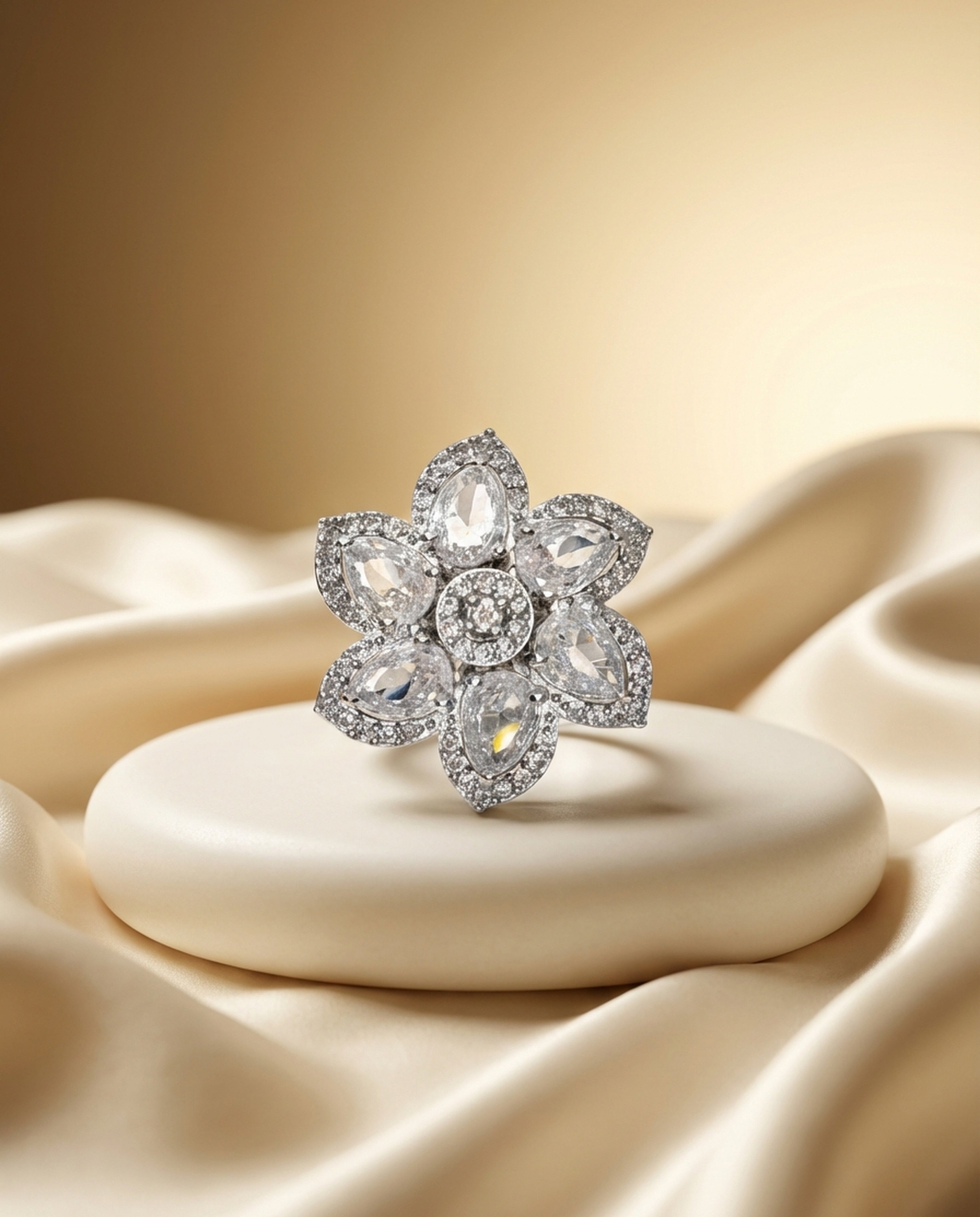 Silver Diamond Statement Ring