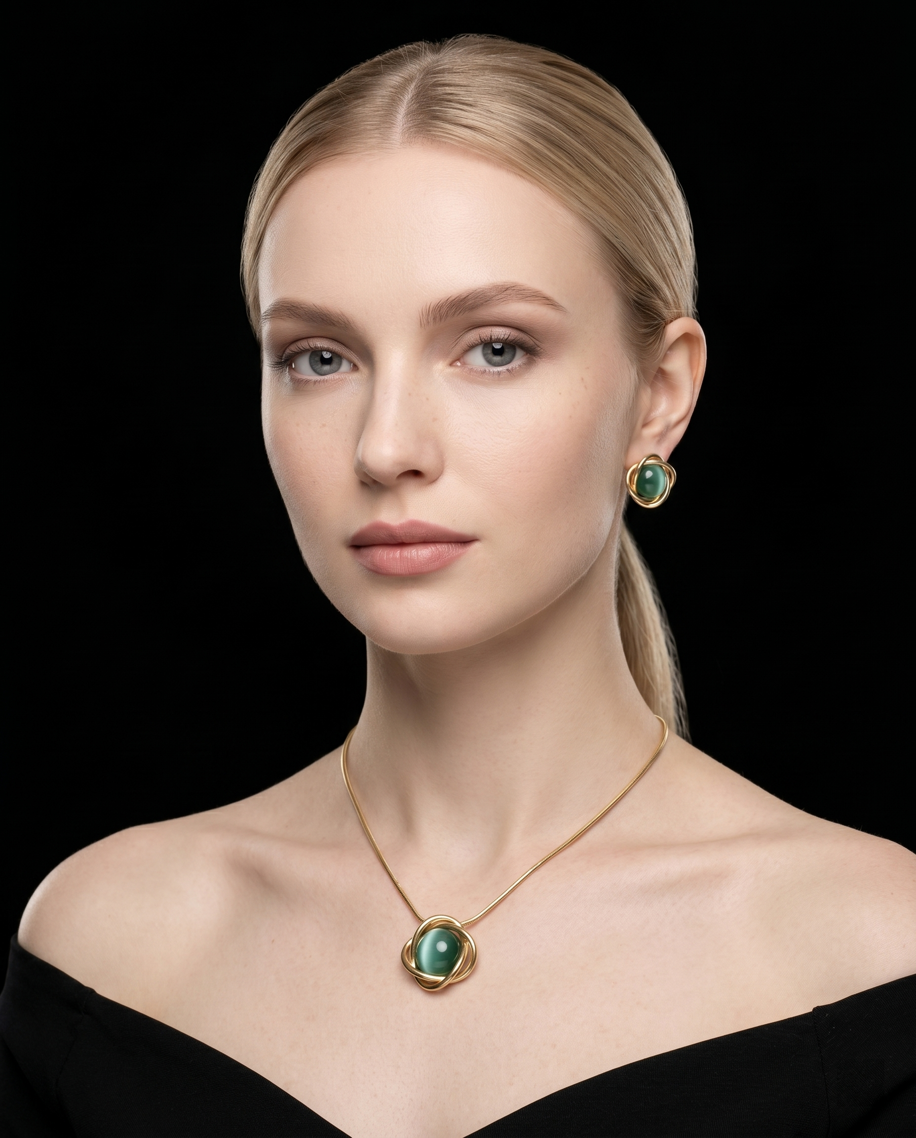 Celestia Green Orb Pendant Set